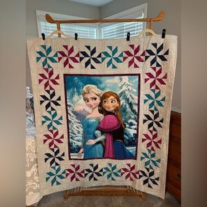 Handmade Quilted Anna Elsa Frozen Quilt Blanket Wall Hanging 52 in W x 60 in L